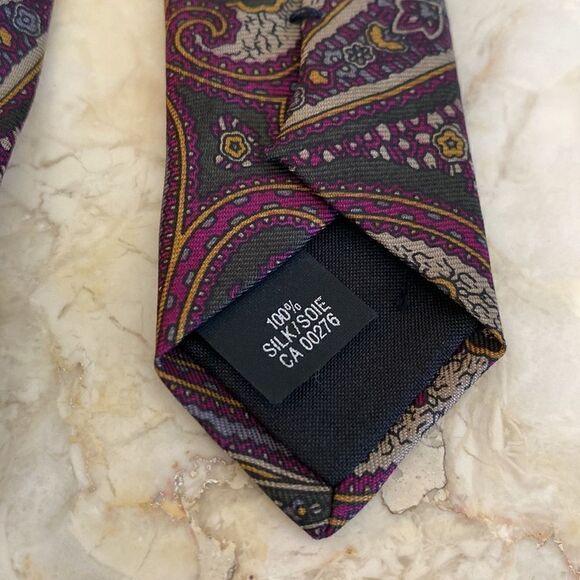 Yves Saint Laurent 100% Silk Paisley Power Tie - Picture 6 of 10